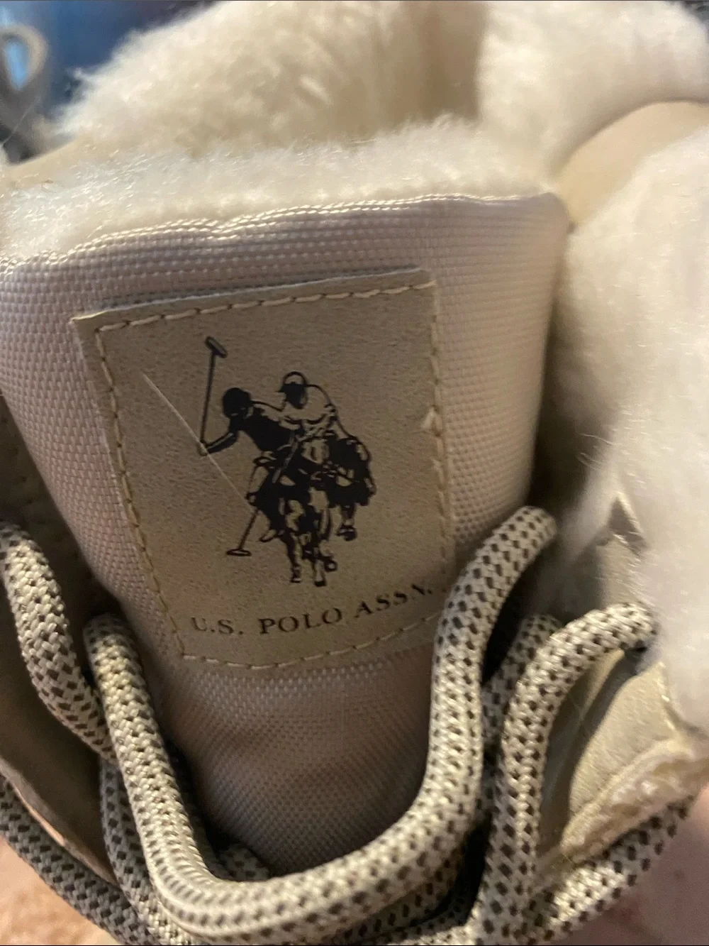 U.S. Polo Assn. Cream Faux-Shearling Lace-Up Winter Boots